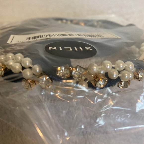 Navy Girls Twisted pearl rhinestone ribbon headband - Picture 4 of 5